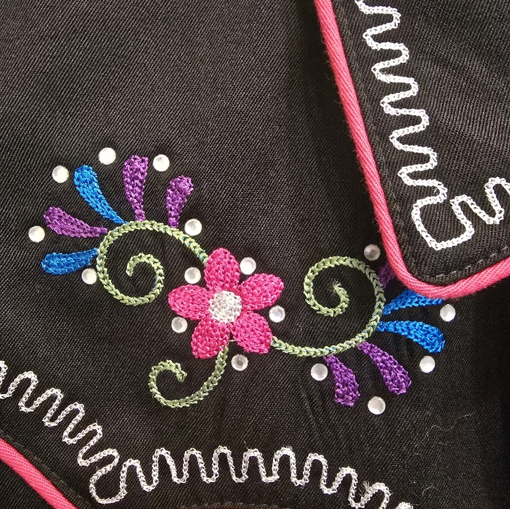Panhandle Slim Black Button-Down Shirt with Pink & Blue Embroidery - Picture 4 of 4